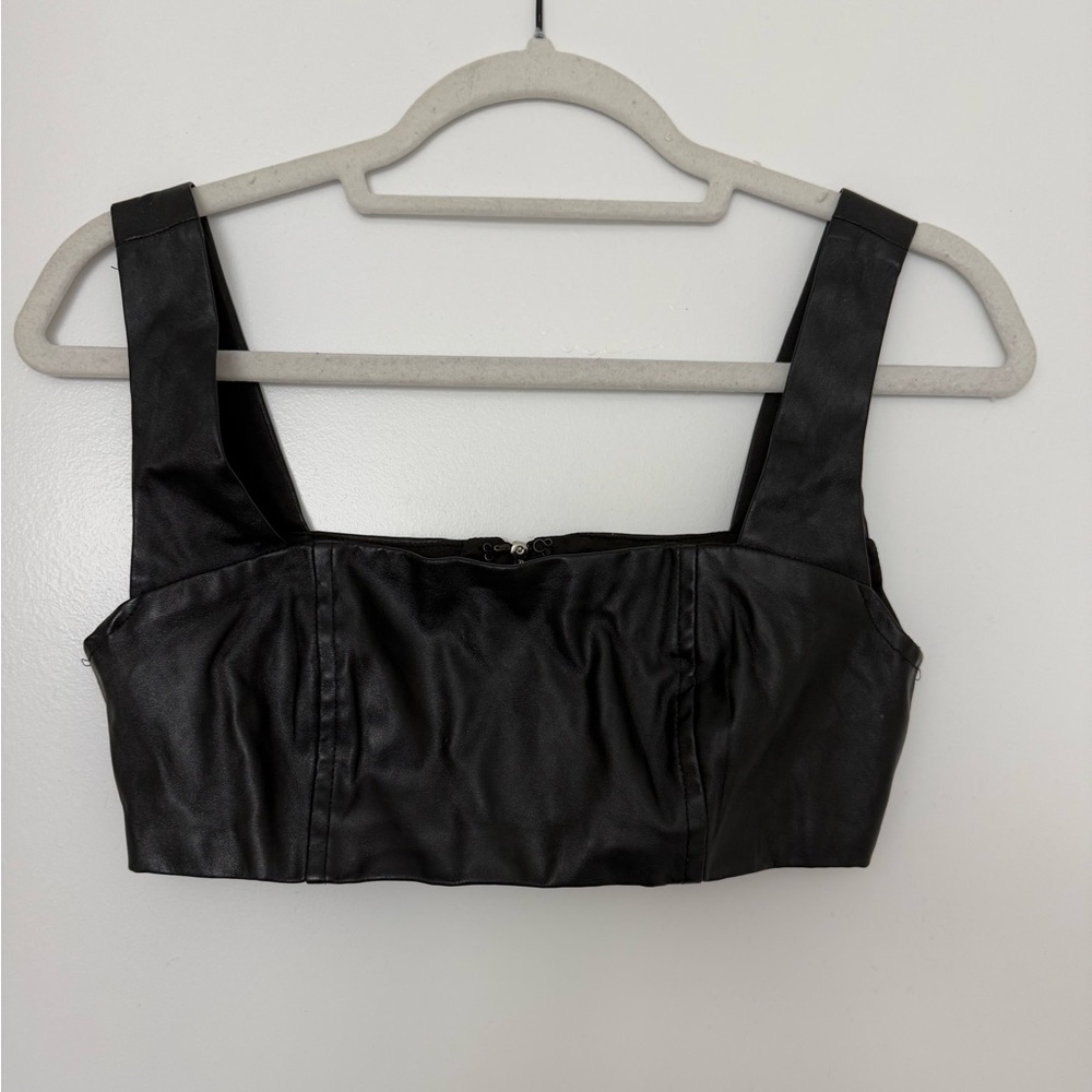 Edikted Women’s Black Faux Leather Crop Top